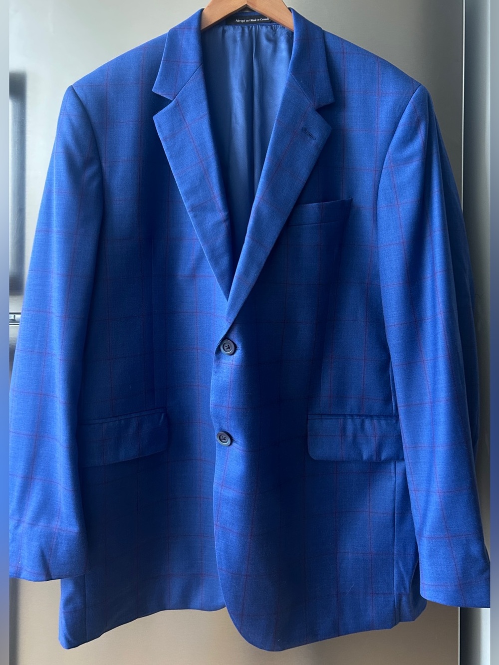 Copley Loro Piana Blazer 46T Mens Blue Windowpane Superfine Wool Sport Coat